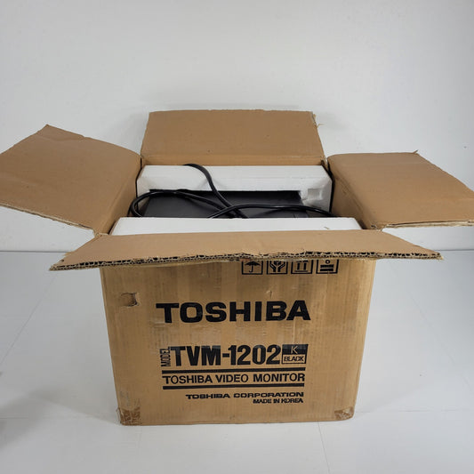 Vintage 1995 Toshiba TVM-1202 CRT B&W Security Camera Monitor 13" Screen