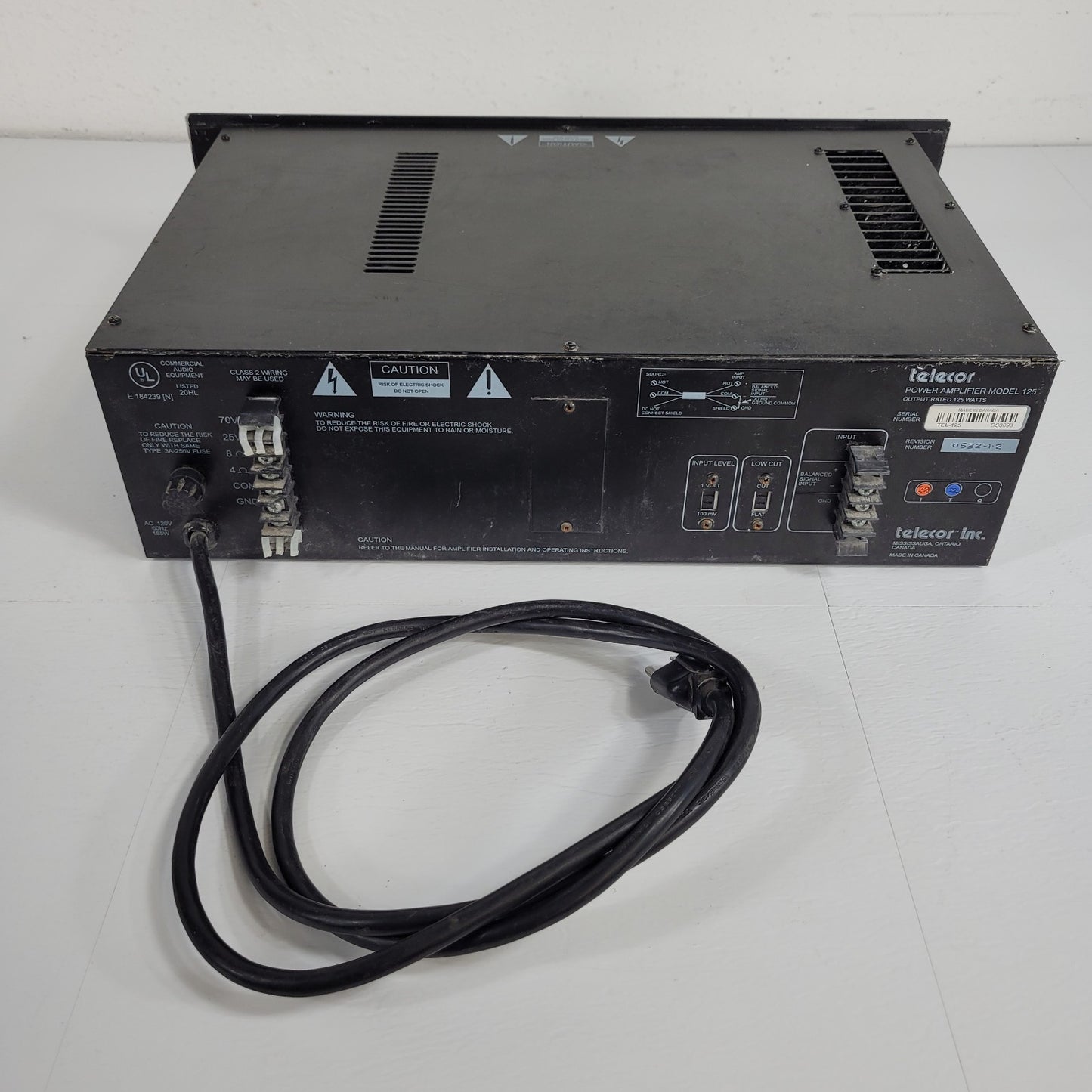 Telecor 125 Power Amplifier Balanced Input Impedance Temp Overload Protection