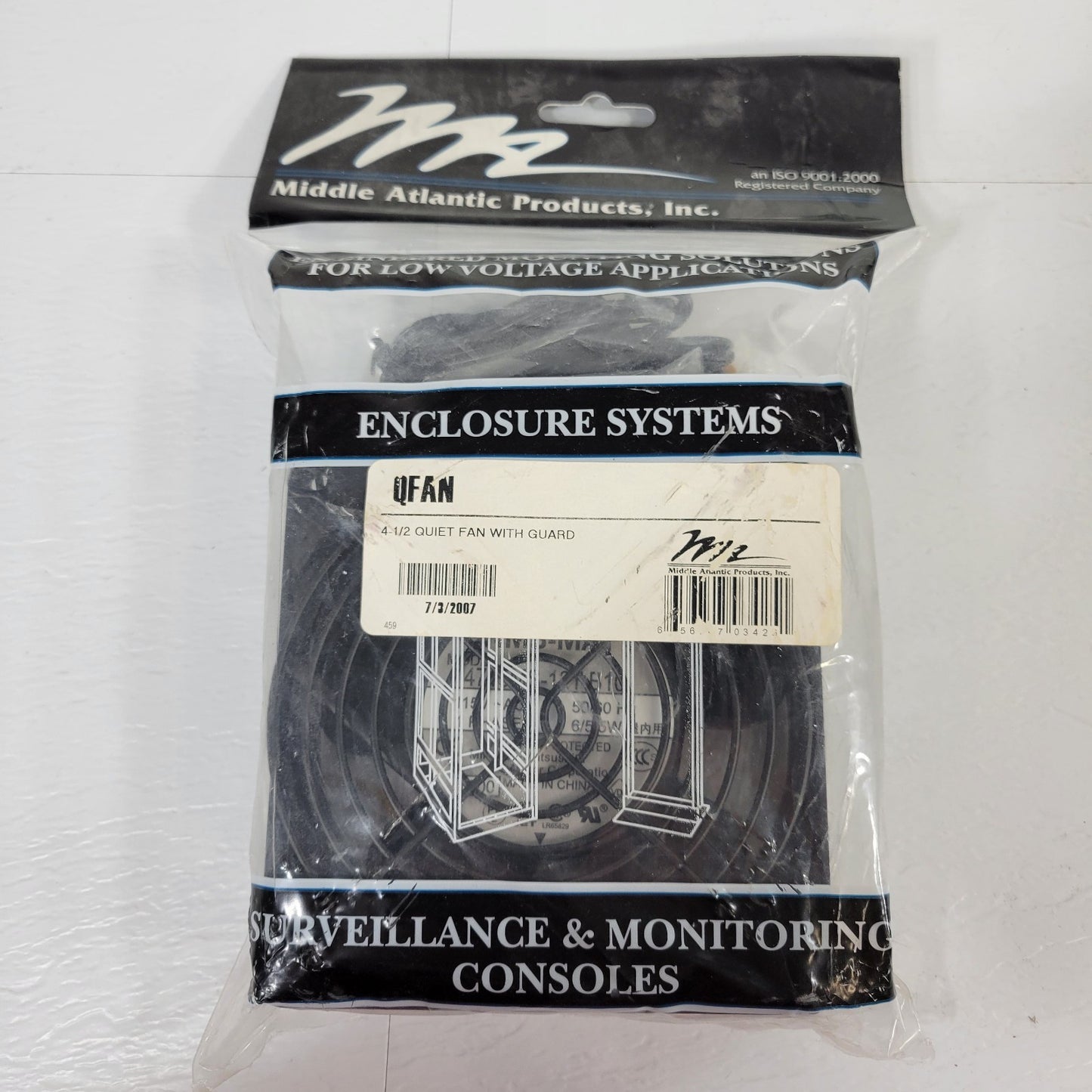 Middle Atlantic QFAN 4-1/2" Quiet Fan with Guard For Low Voltage Applications