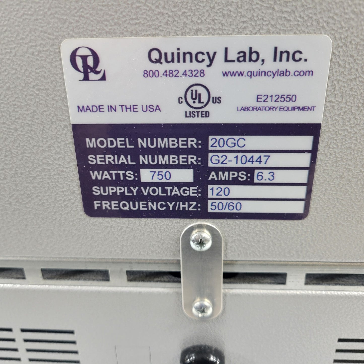 TESTED Quincy Lab 20GC Grav Convection Oven Furnace 1.27 CF Interior 750W