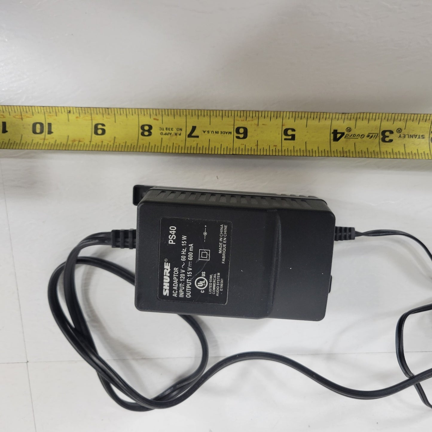 OEM Shure PS40 AC Adapter For Wireless Microphone Receiver  15Volt 600mA Center+