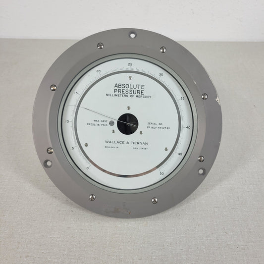 PARTS Wallace & Tiernan Absolute Pressure Gauge FA-160 15psi Max Pressure Torr