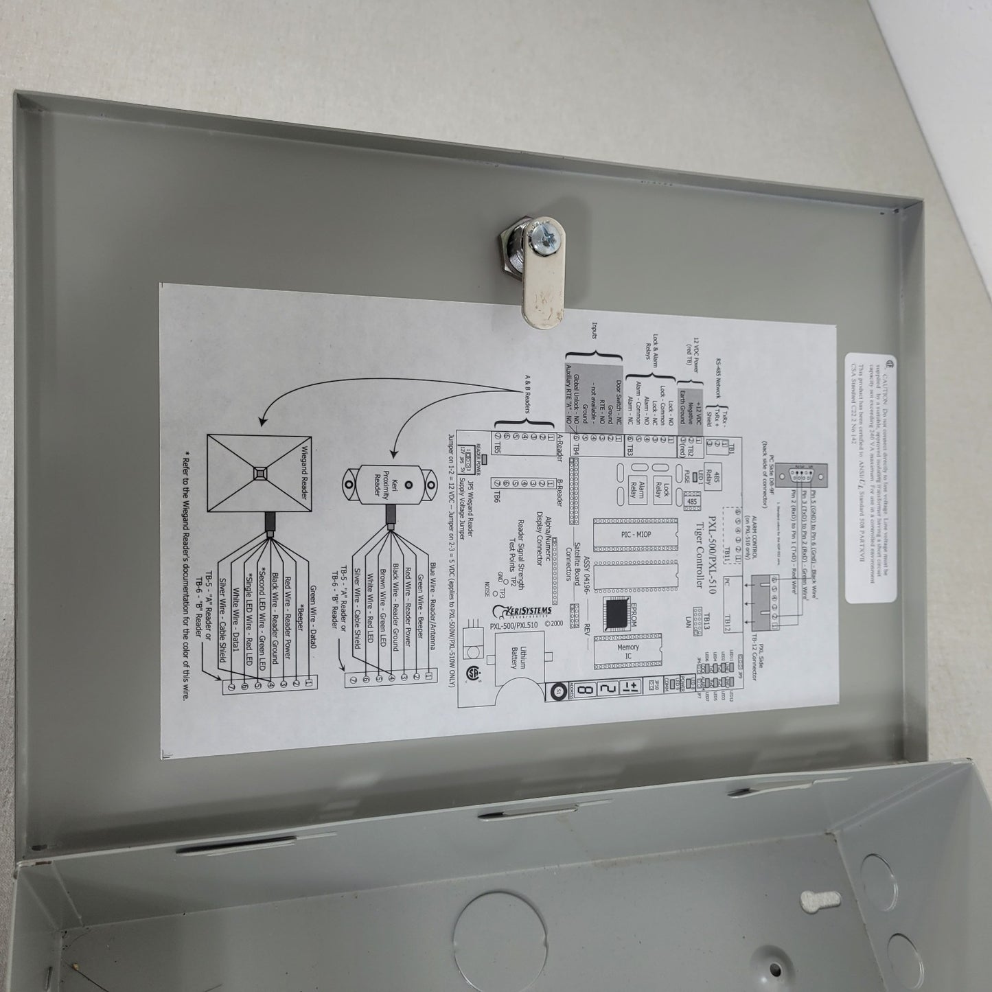 NO PCB METAL BOX ONLY Keri Systems PXL-500W White Door Access Control Lockbox