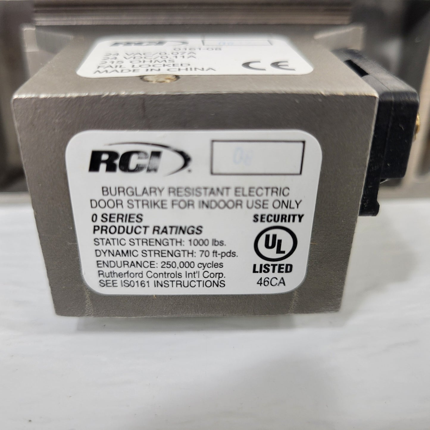 RCI 0161-08 Stainless Steel Electric Strike Plate 24V AC/DC Indoors 0616x08x32D