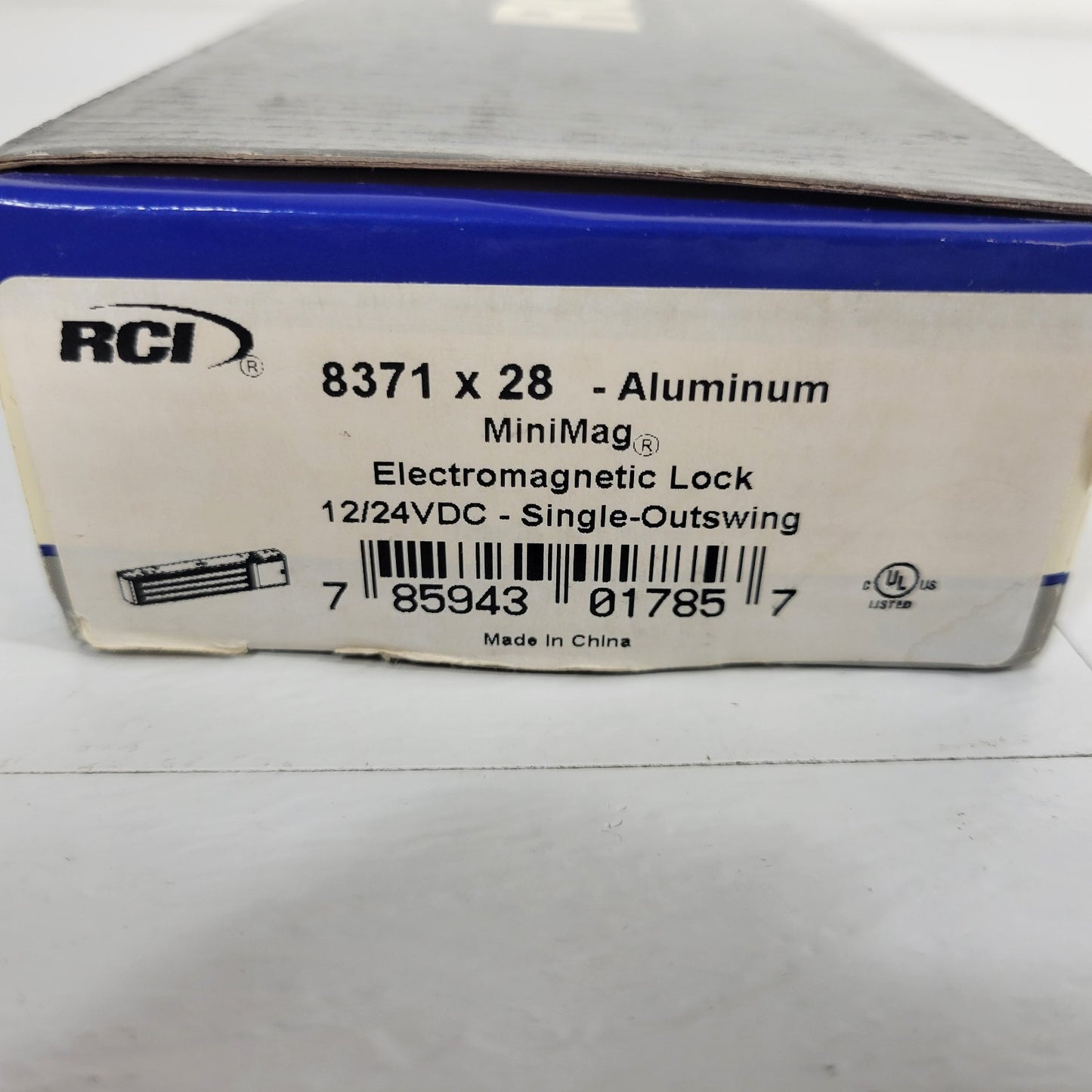RCI 8371x28 Aluminum MiniMag Electromagnetic Lock 12/24V DC Single Outswing