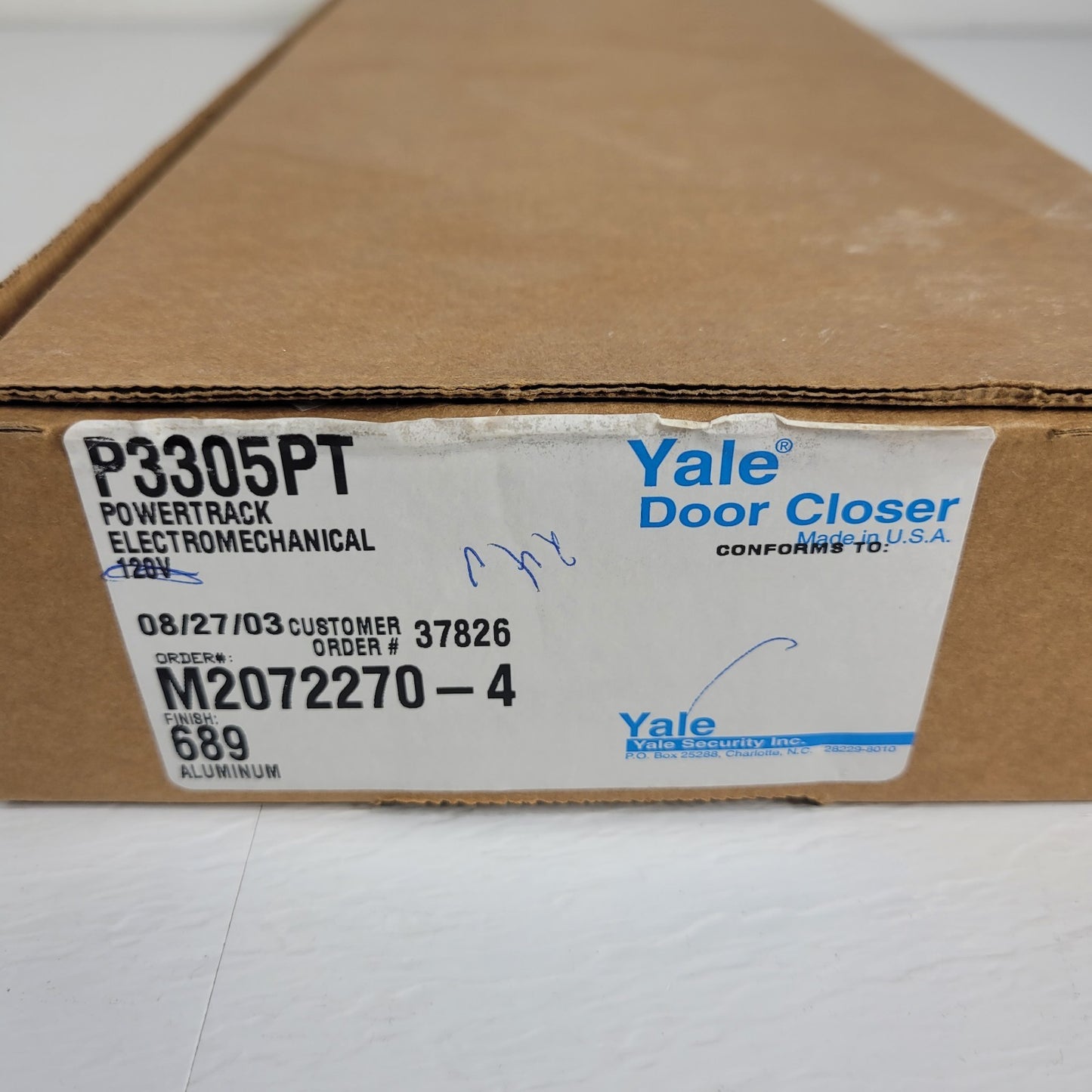 Yale P3305PT Powertrack Electromechanical 120V Door Closer Aluminum Finish
