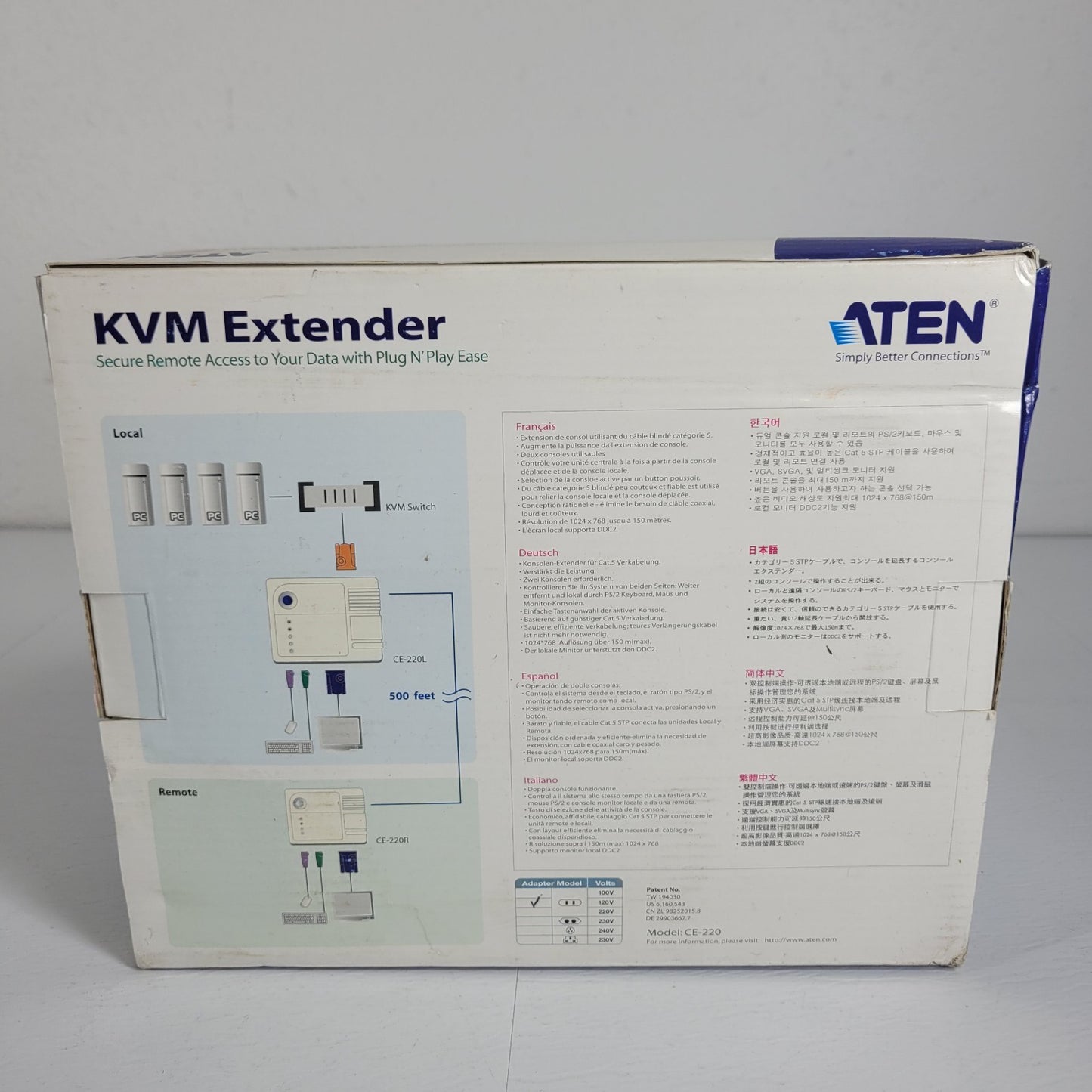 Aten CE-220 KVM Extender Dual Console Remote Data Access 150m Range VGA Card
