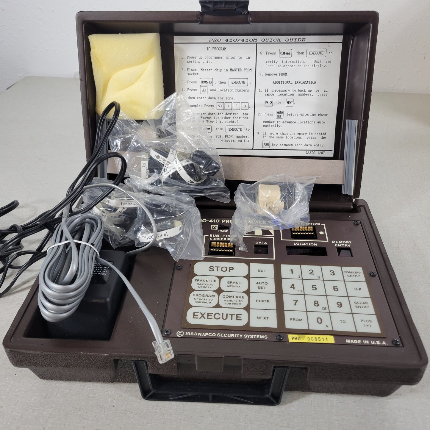 NAPCO Pro-410M LA442A Security System Chip Programmer With Cables And Case