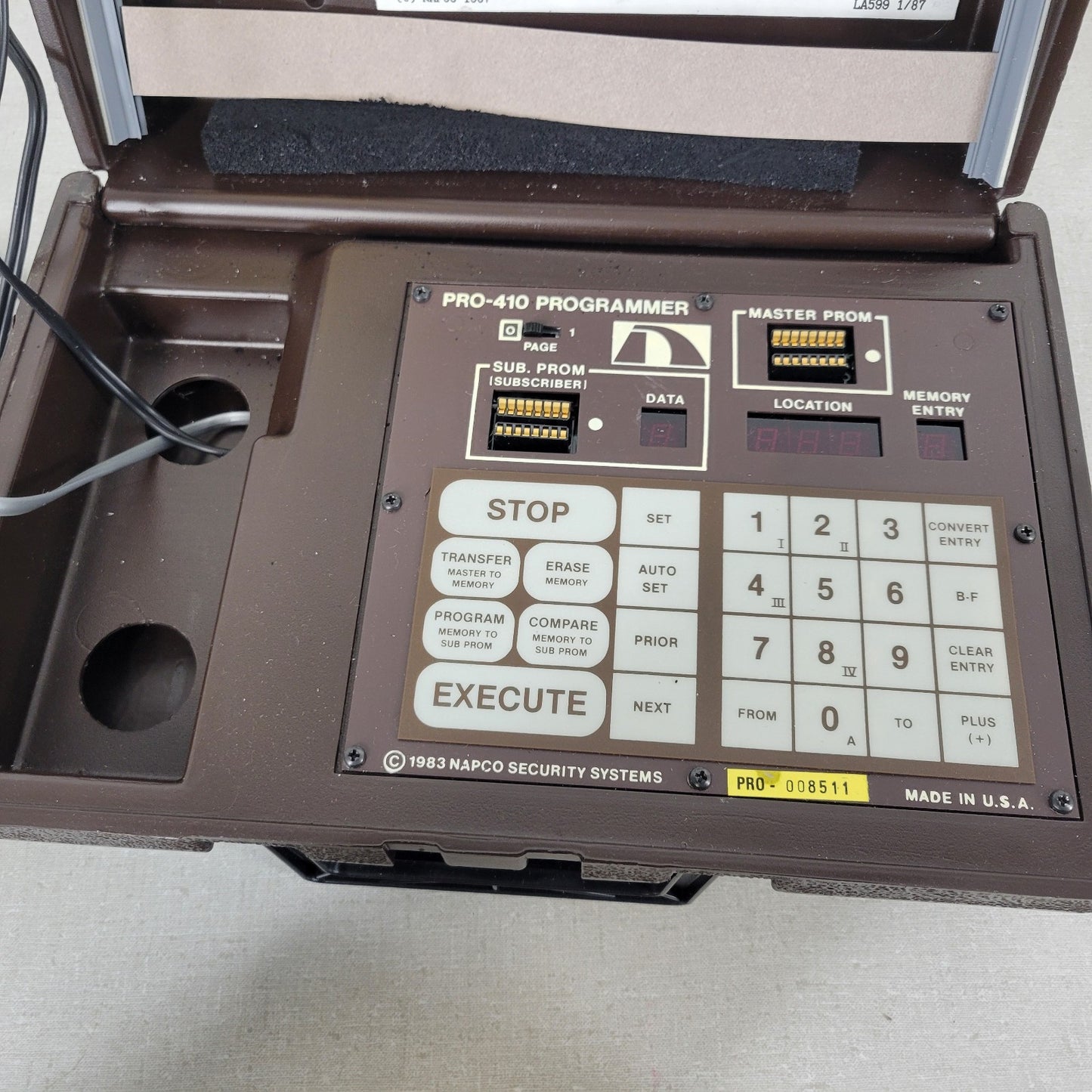 NAPCO Pro-410M LA442A Security System Chip Programmer With Cables And Case