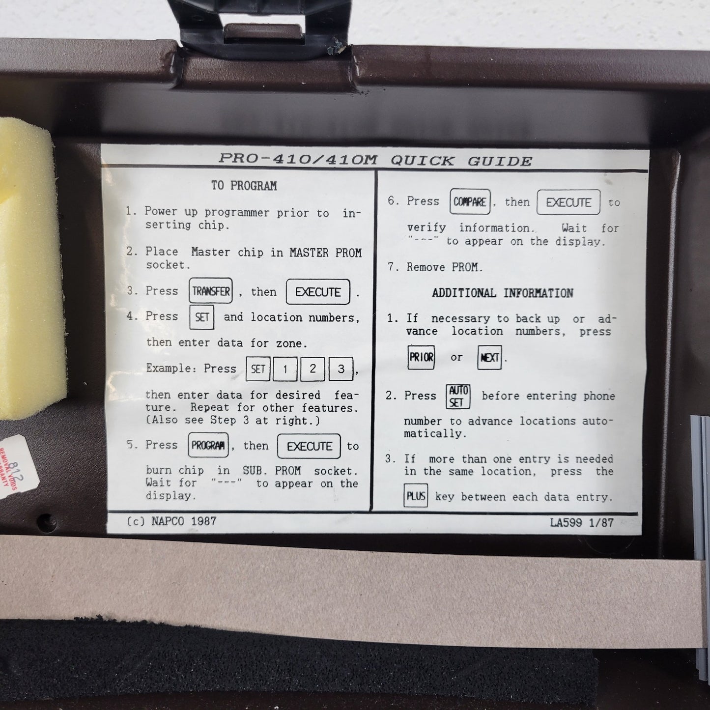 NAPCO Pro-410M LA442A Security System Chip Programmer With Cables And Case