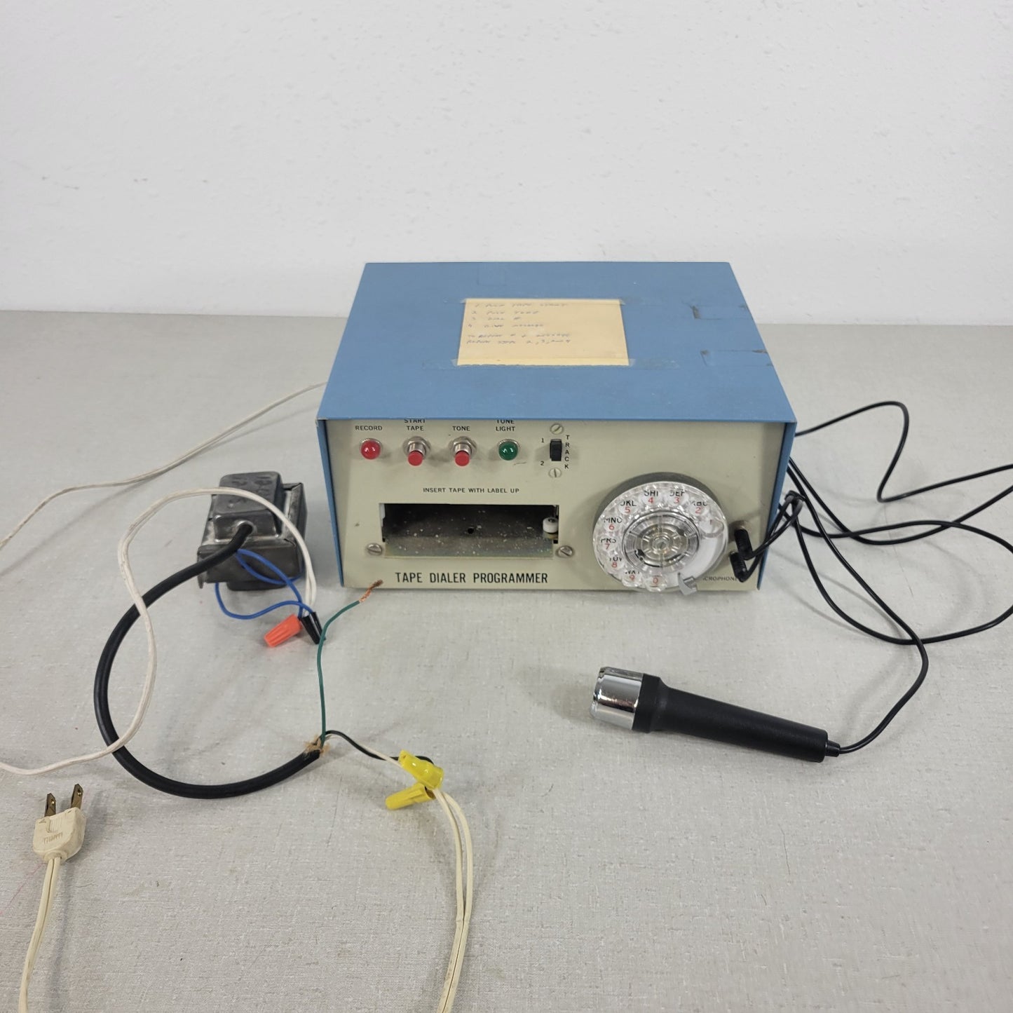Vintage Tape Dialer Programmer With Microphone Two Track Capacity Rotary Phone