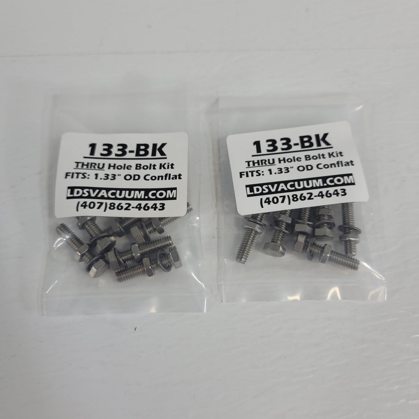*Lot of 2* LDS Vacuum 133-BK Thru Hole Bolt Kit Fits 1.33" OD Conflat Flange UHV