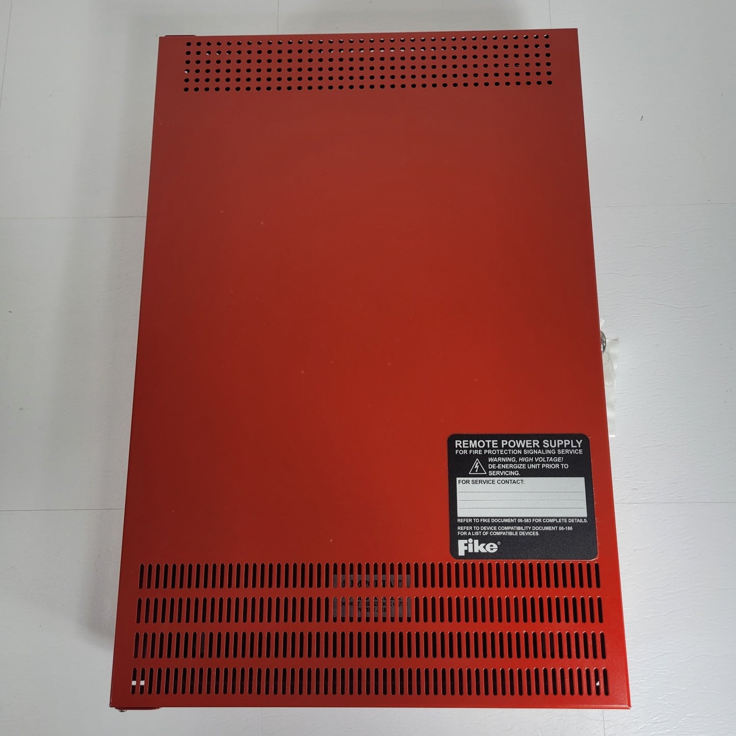 Fike 10-2782 Remote Power Supply Enclosure 18 Gauge Steel  Red Enamel Finish