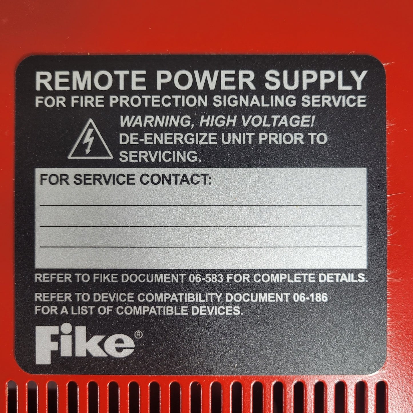 Fike 10-2782 Remote Power Supply Enclosure 18 Gauge Steel  Red Enamel Finish