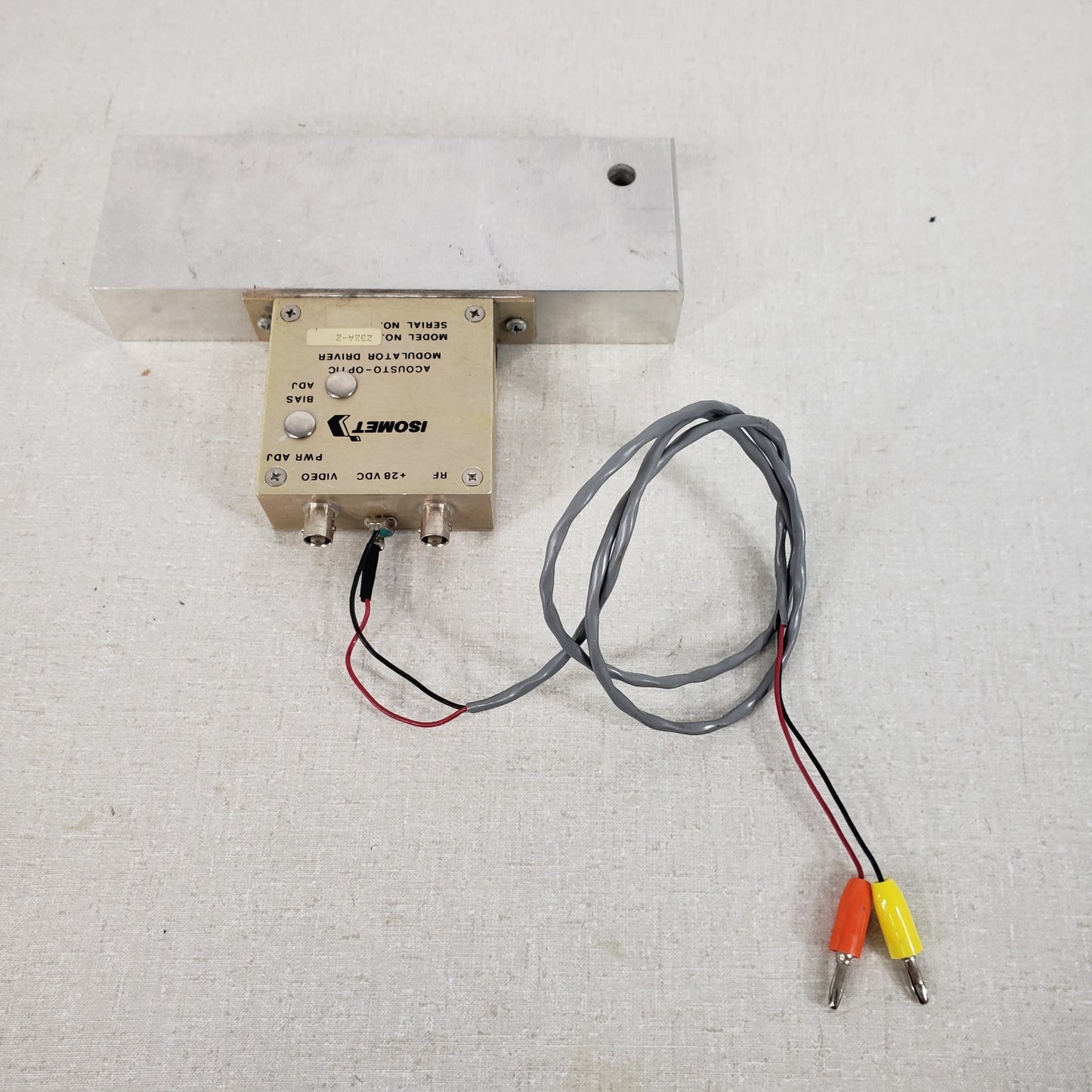 Isomet Acousto-Optic Modulator Driver 232A RF BNC Video 80MHz 28VDC w/ Heat Sink