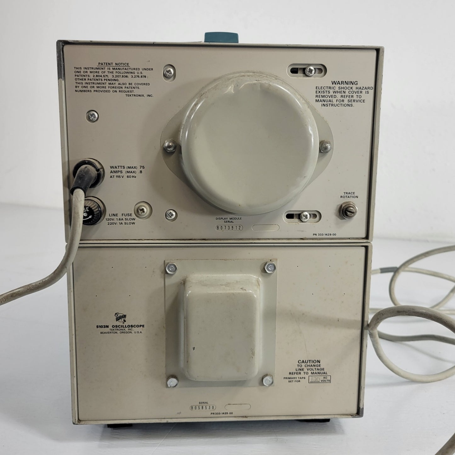 TESTED Tektronix 5103N Oscilloscope D10 Single Beam 5A15N Amplifier 5B10N Time