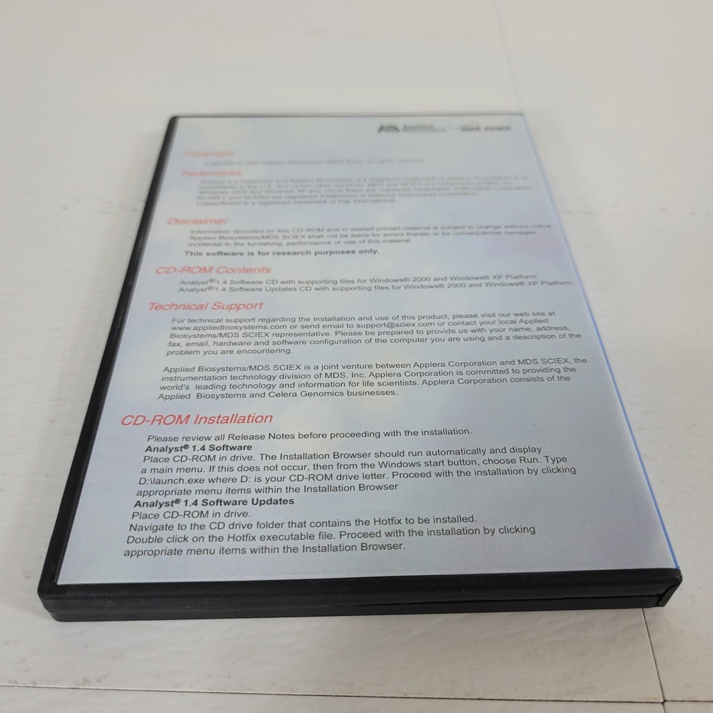 Applied Biosystems MDS SCIEX 1014207 Analyst 1.4 Software AIO and Update Disk