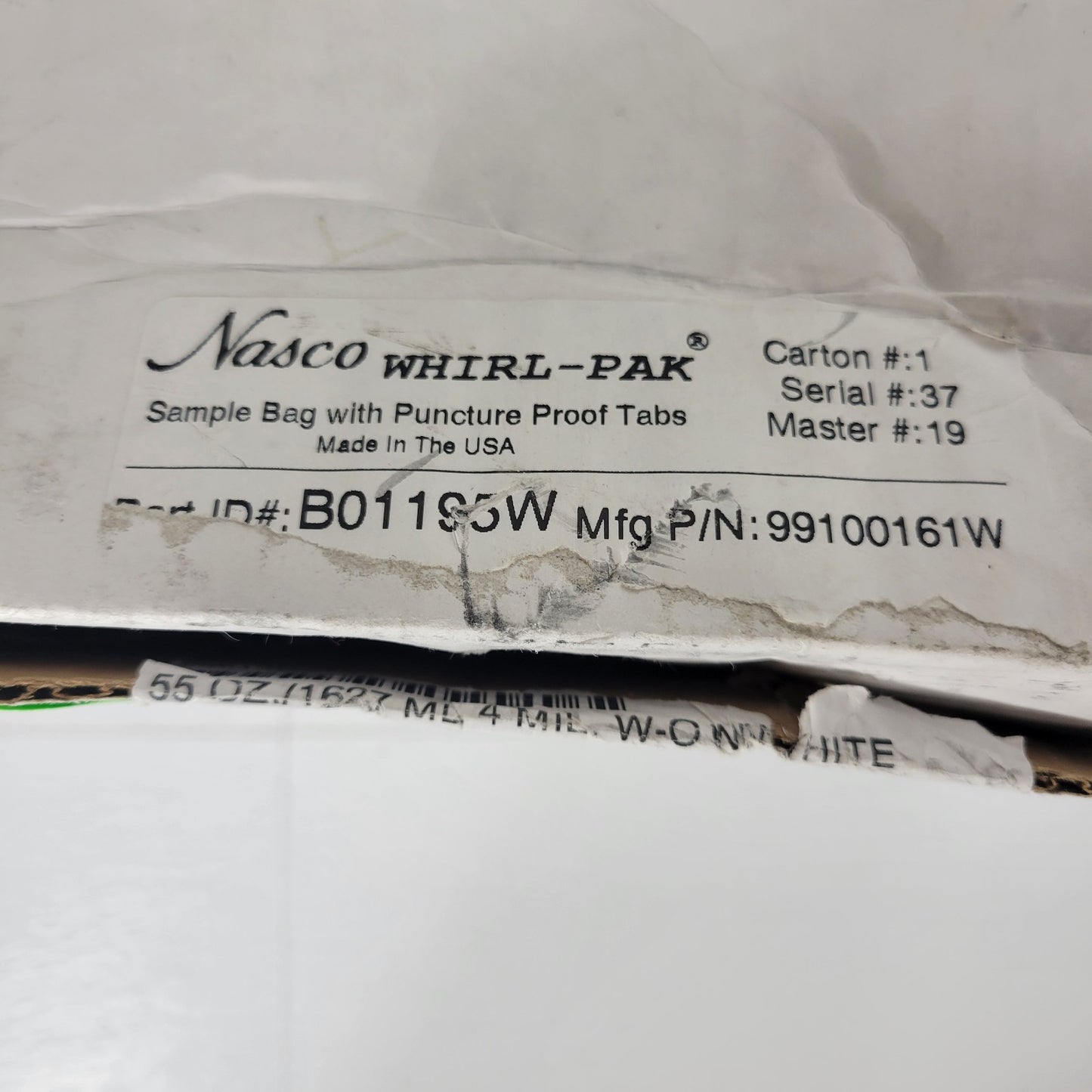 Open Box Nasco Whirl-Pak Sample Bag Puncture Proof Tabs, Pack of ~500