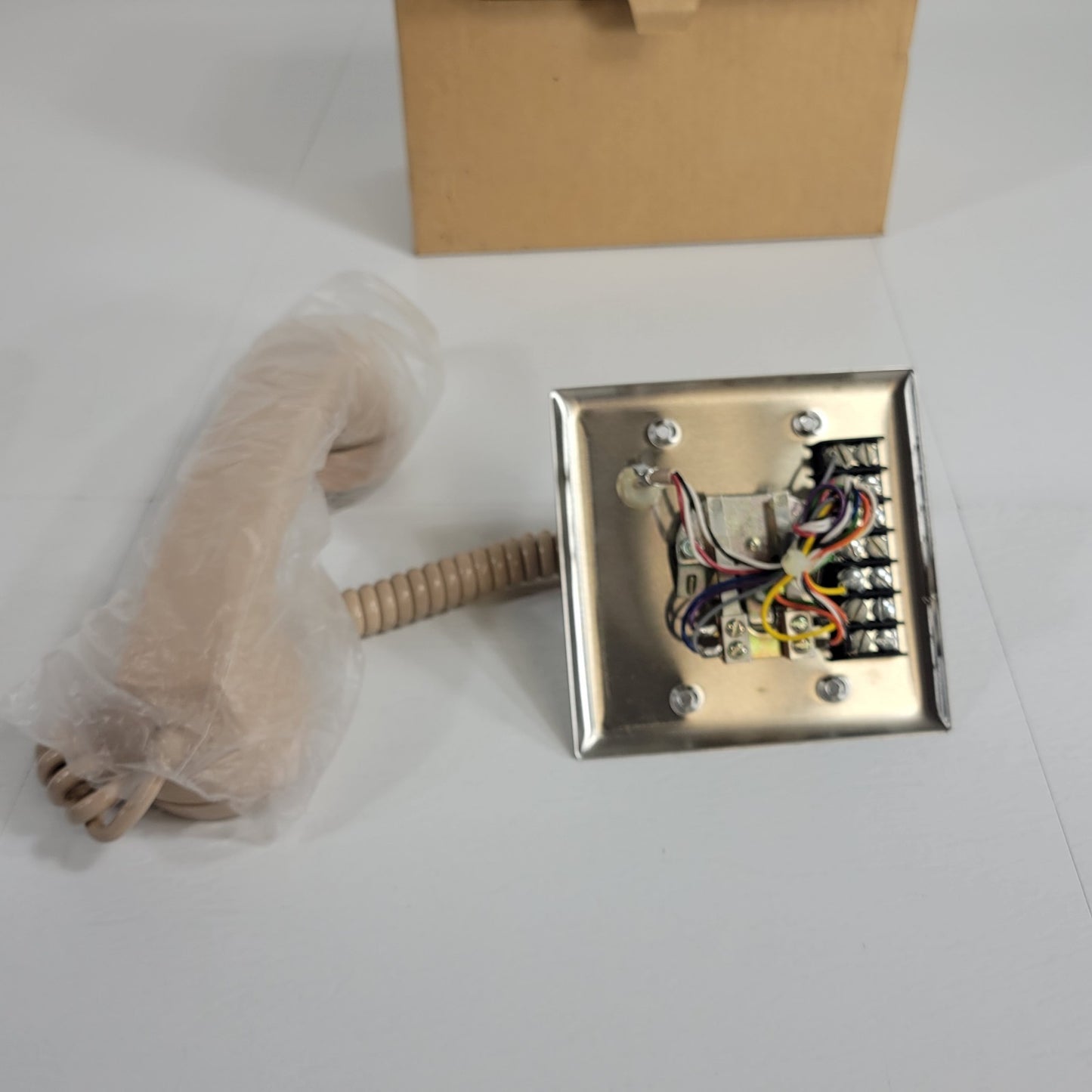 Lowell TCA2-BG Vintage Telephone Handset Hookswitch Tan Wall Mount Plate