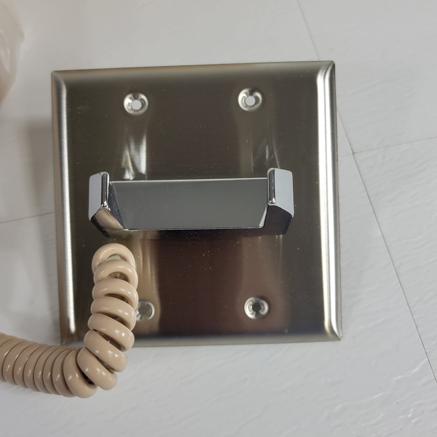 Lowell TCA2-BG Vintage Telephone Handset Hookswitch Tan Wall Mount Plate