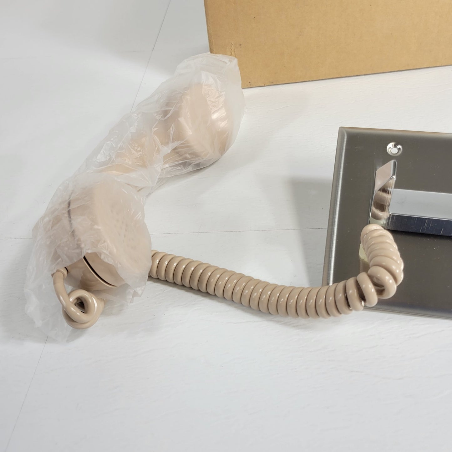 Lowell TCA2-BG Vintage Telephone Handset Hookswitch Tan Wall Mount Plate