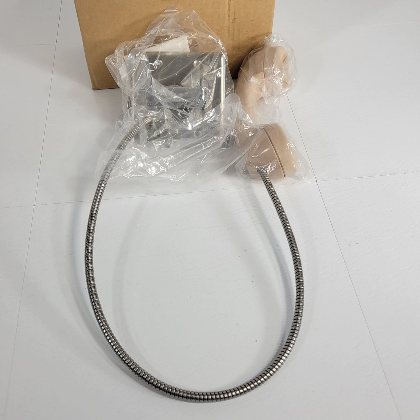 Lowell TTP-2BG Telephone Handset Hookswitch With Metal Coil Cable Tan Phone