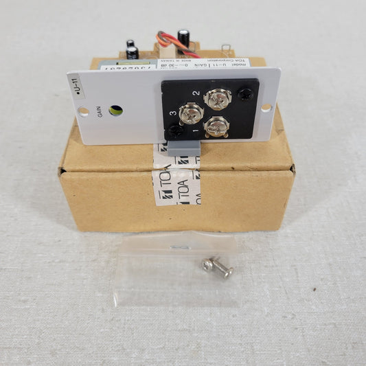 TOA U-11 115-06-147-3E Aux Amp w/ Mute Power DC24V 9mA Input 220kΩ Gain 0~-30dB