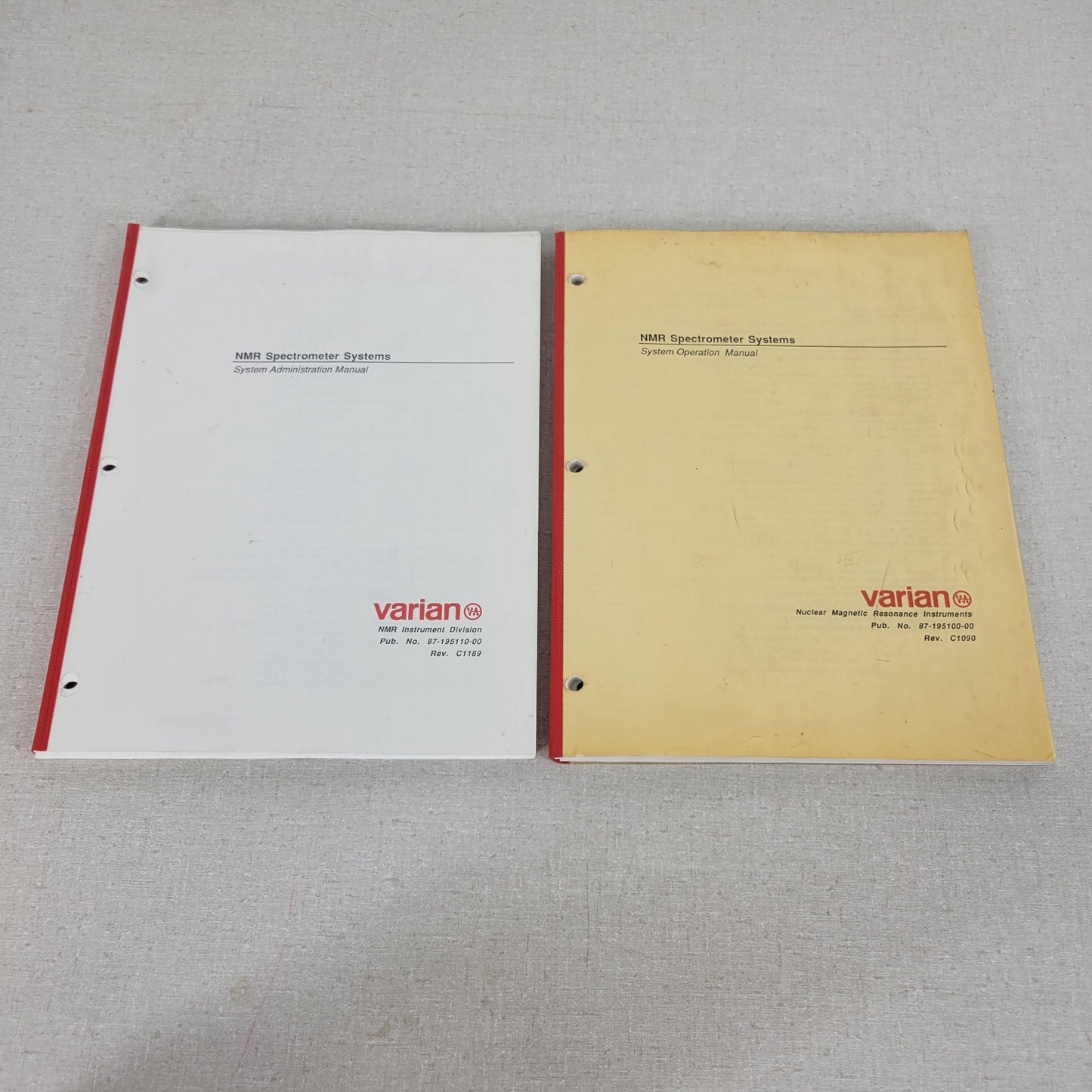 Varian NMR Spectrometer System Administration Operation Manual Rev C1189 C1090