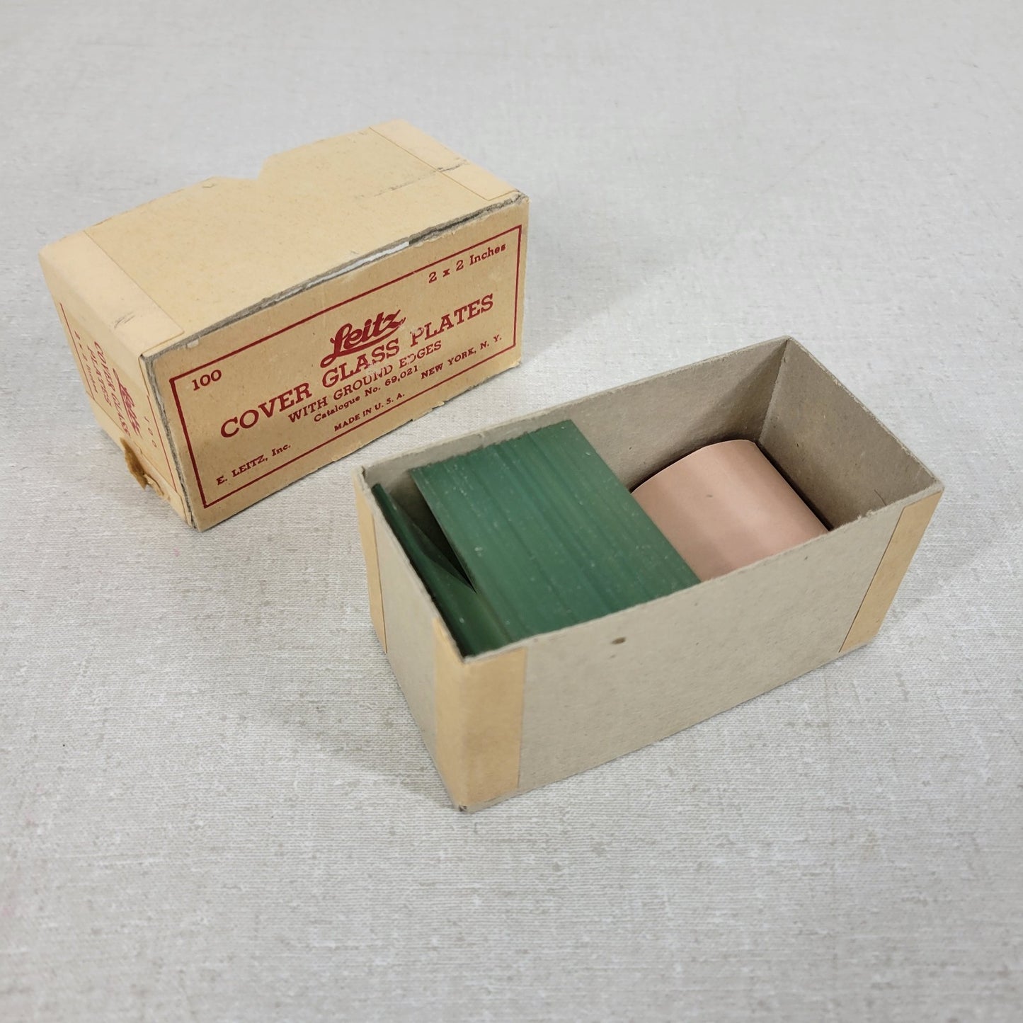 Vintage Leitz Cover Glass Plate 2" x 2" Ground Edges Made In USA 69021, 35 Count