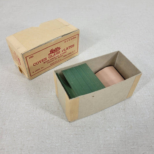 Vintage Leitz Cover Glass Plate 2" x 2" Ground Edges Made In USA 69021, 35 Count