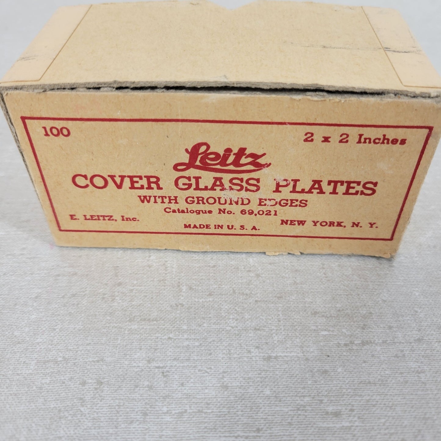 Vintage Leitz Cover Glass Plate 2" x 2" Ground Edges Made In USA 69021, 35 Count