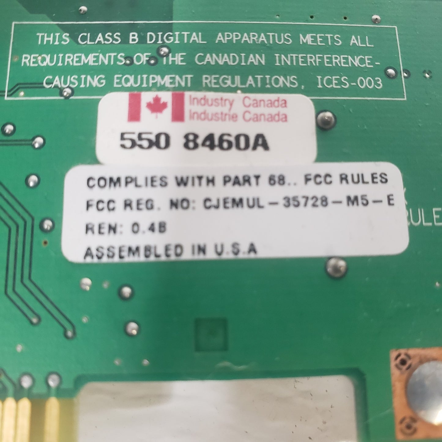 US Robotics 3CP2877-OEM 56K Fax Modem Full Height PCI Expansion Card W/ Speaker