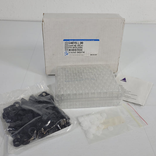 National Scientific C4015-90 Clear 4ml Vial Kit 100 Tubes & Black Open Top Caps