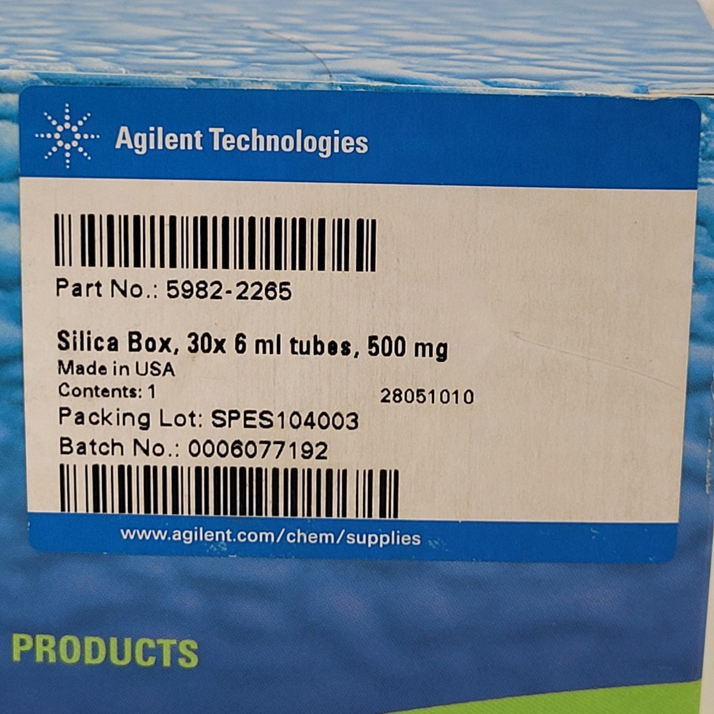 Agilent Technologies SampliQ Silica Box 30x 6 ml Tubes, 500 mg 5982-2265 SPE