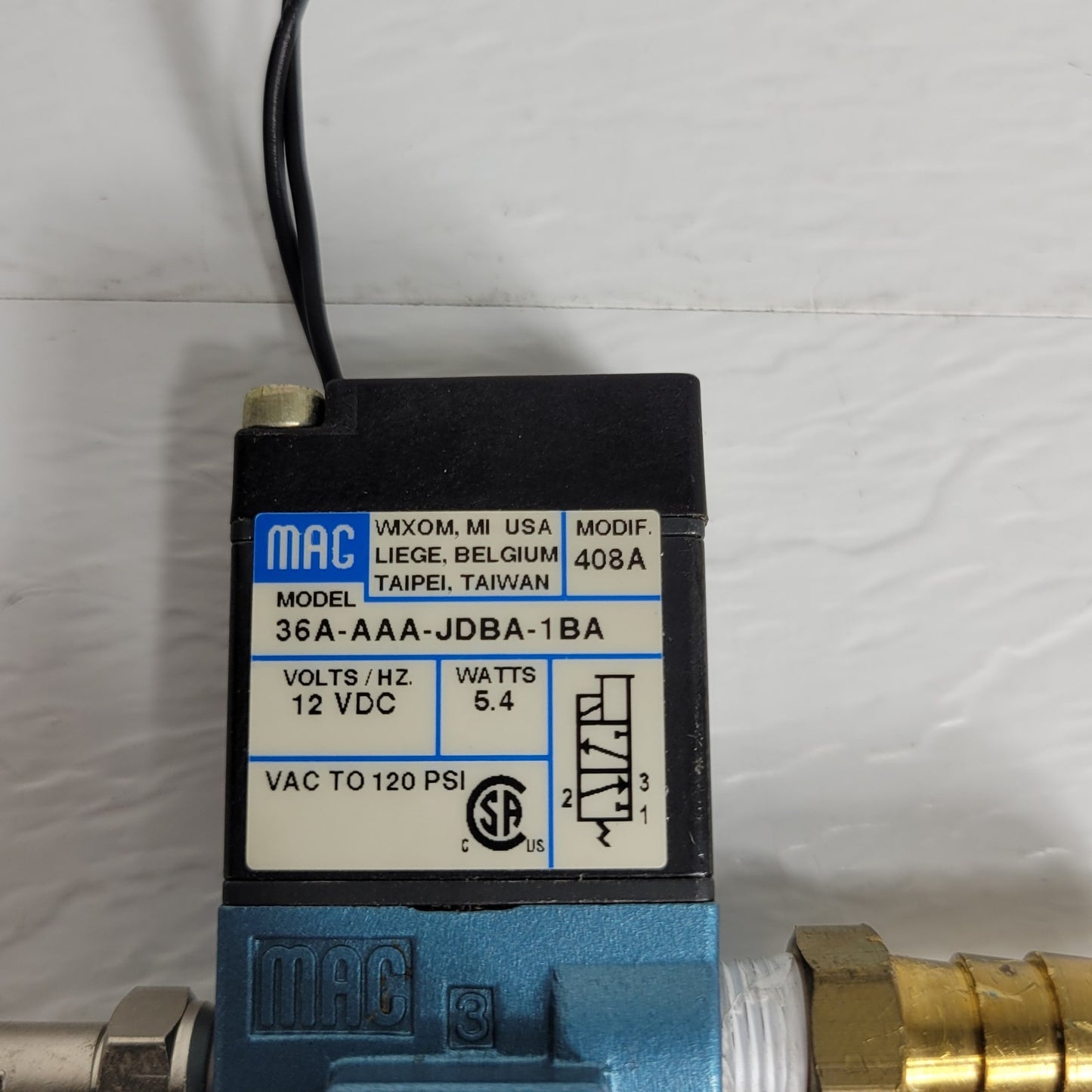 MAC 36A 3 Way Poppet Valve 36A-AAA-JDBA-1BA Soleniod Valve 1/8" NPT