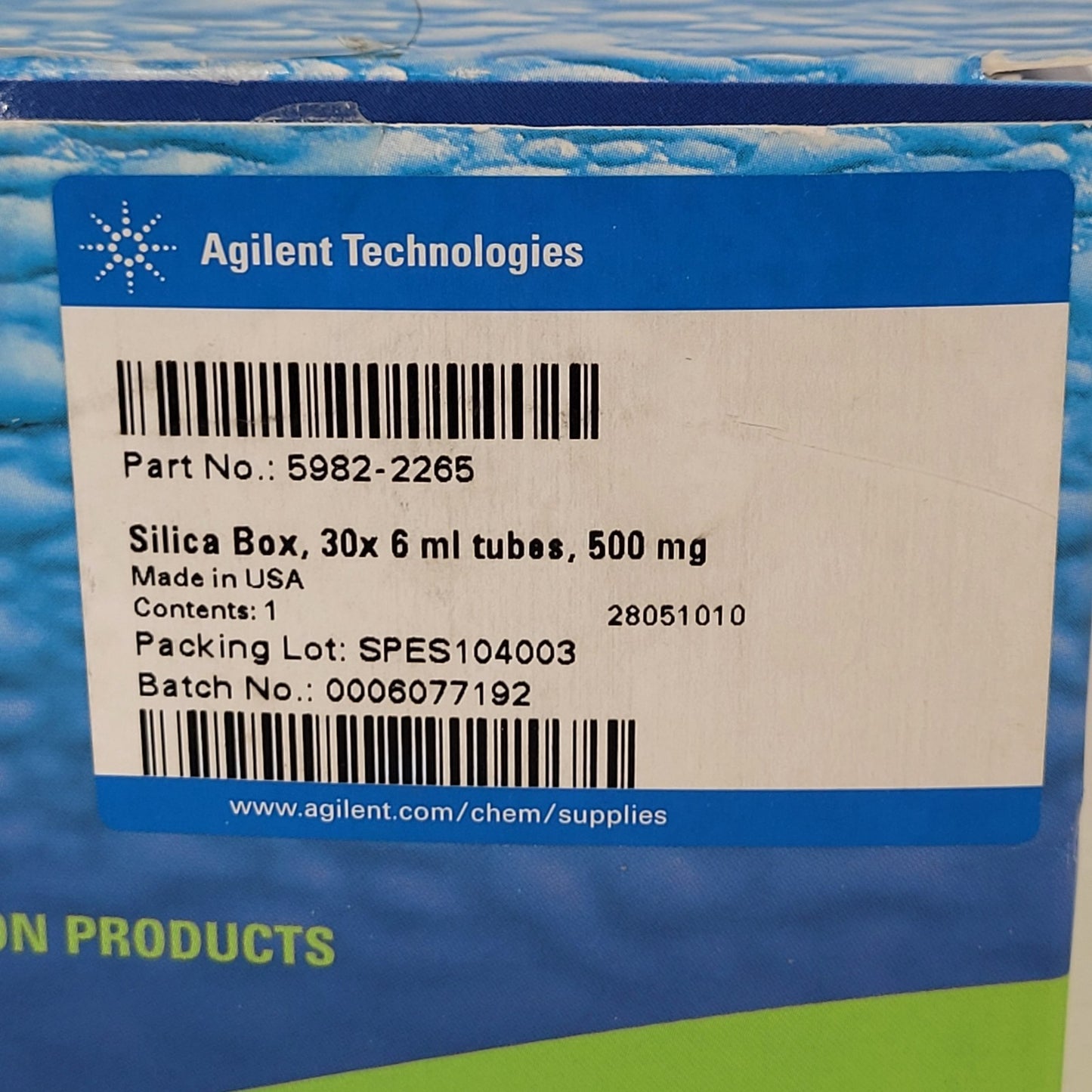Agilent Technologies 6ml Plastic Tubes 6 Total Packs 500mg 5982-2265 SampliQ