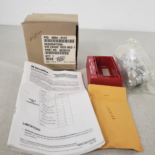 Simplex 4904-9137 Fire Alarm Indicator V/O 24VDC 15CD 1Hz Red 0626270