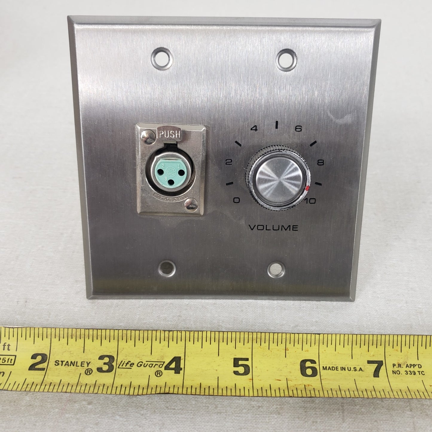 RCX17A 3-Pin XLR Volume Adjustment Wall Plate Double Gang Stainless Steel