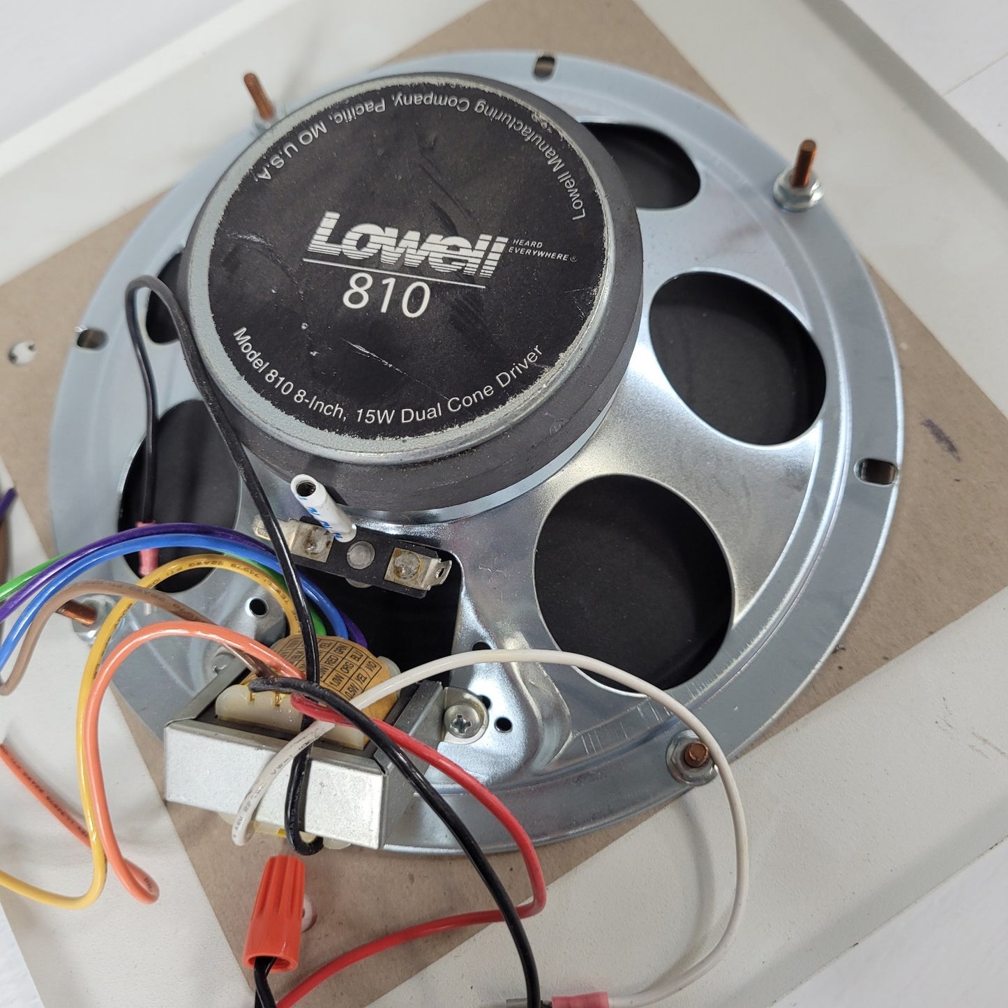 Lowell 810-T72 Speaker Assembly 8" 15W Dual Cone Driver w/ Transformer and Grill