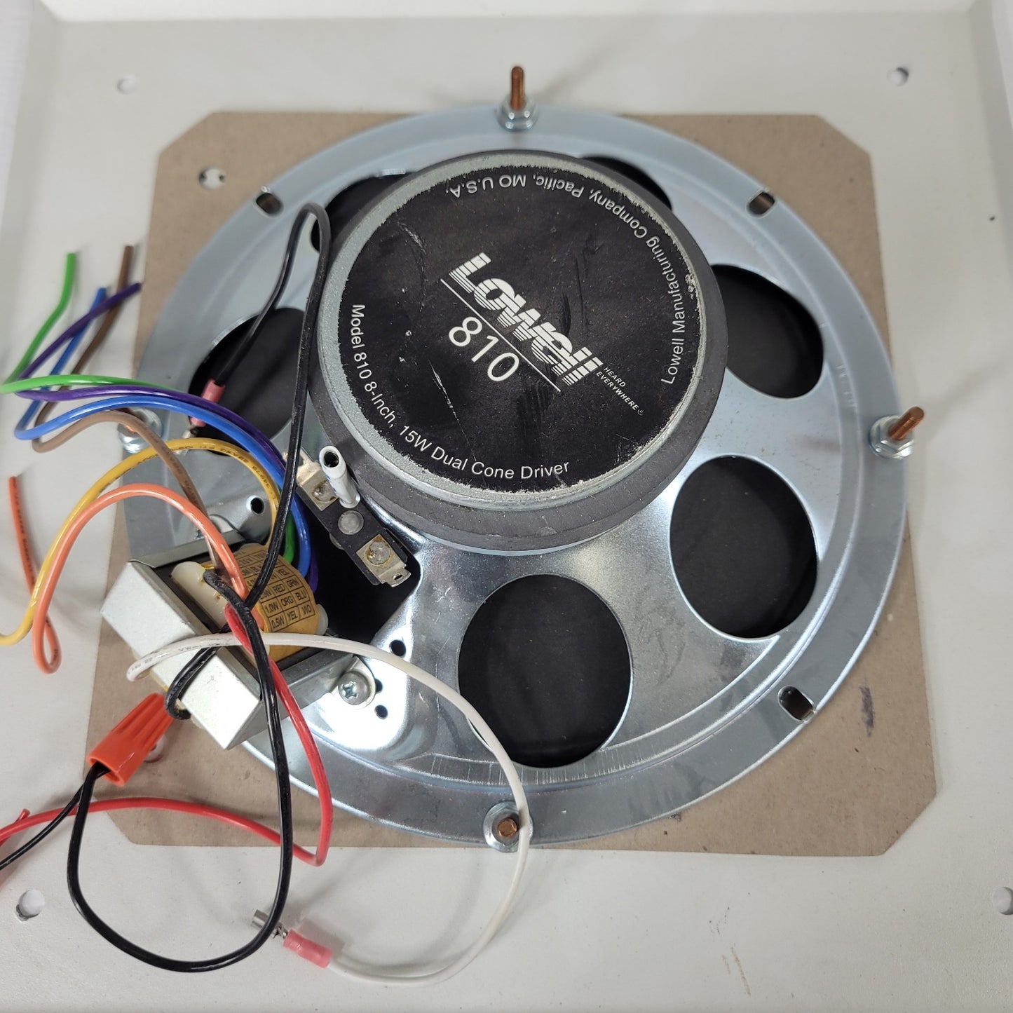 Lowell 810-T72 Speaker Assembly 8" 15W Dual Cone Driver w/ Transformer and Grill