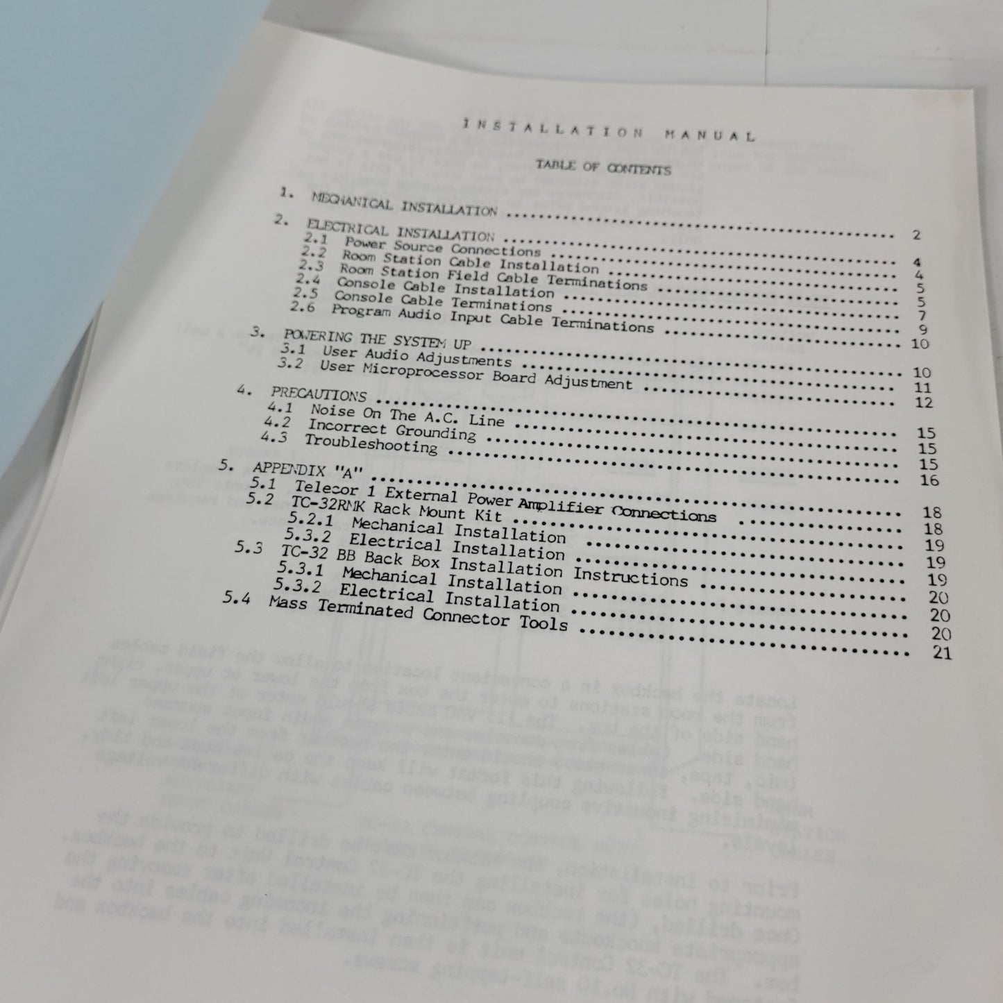 Telecor I Administrative Communications System Programming Instruction Manual