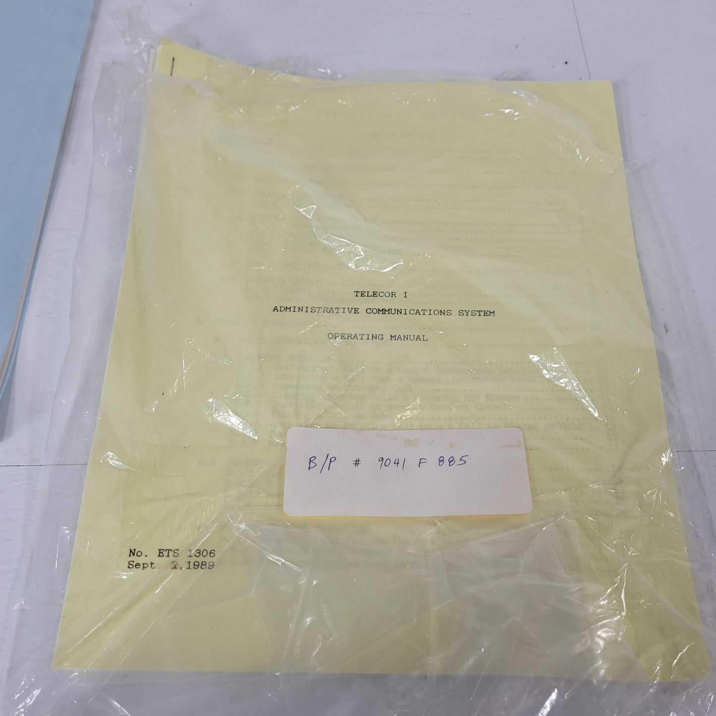 Telecor I Administrative Communications System Programming Instruction Manual