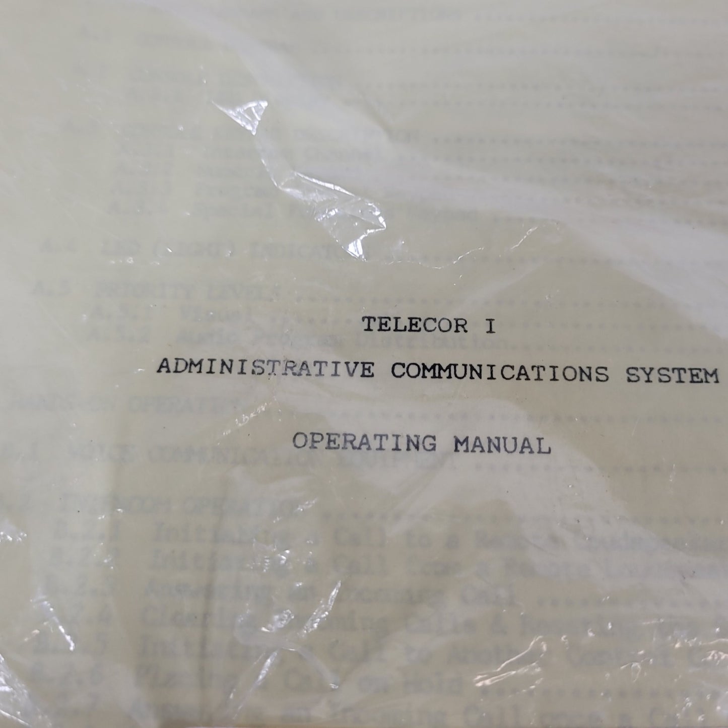Telecor I Administrative Communications System Programming Instruction Manual