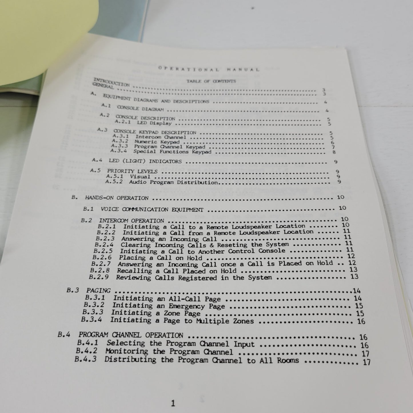 Telecor I Administrative Communications System Programming Instruction Manual