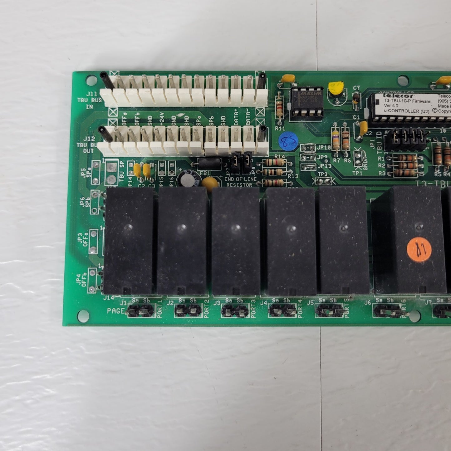 Telecor T3-TBU-22 Terminal Unit Relay Interface Alarm Control Circuit Board
