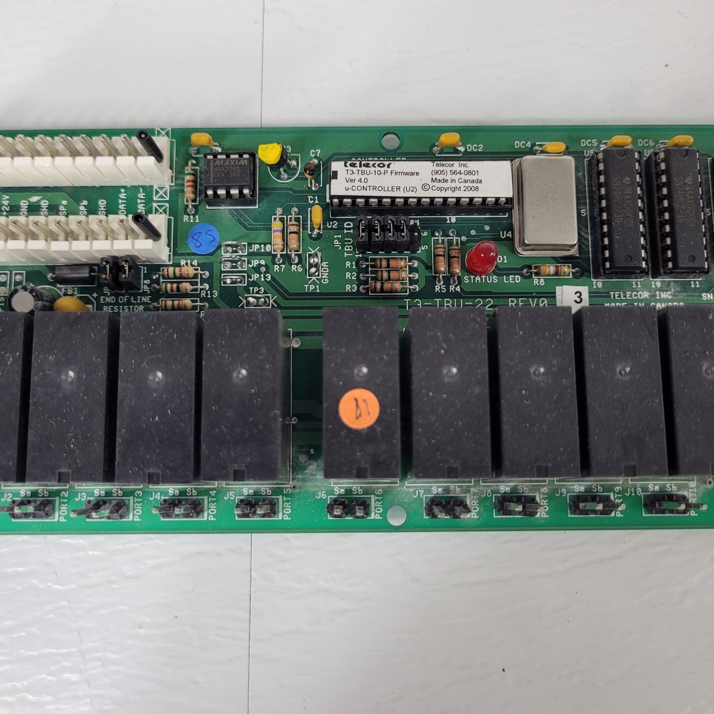 Telecor T3-TBU-22 Terminal Unit Relay Interface Alarm Control Circuit Board