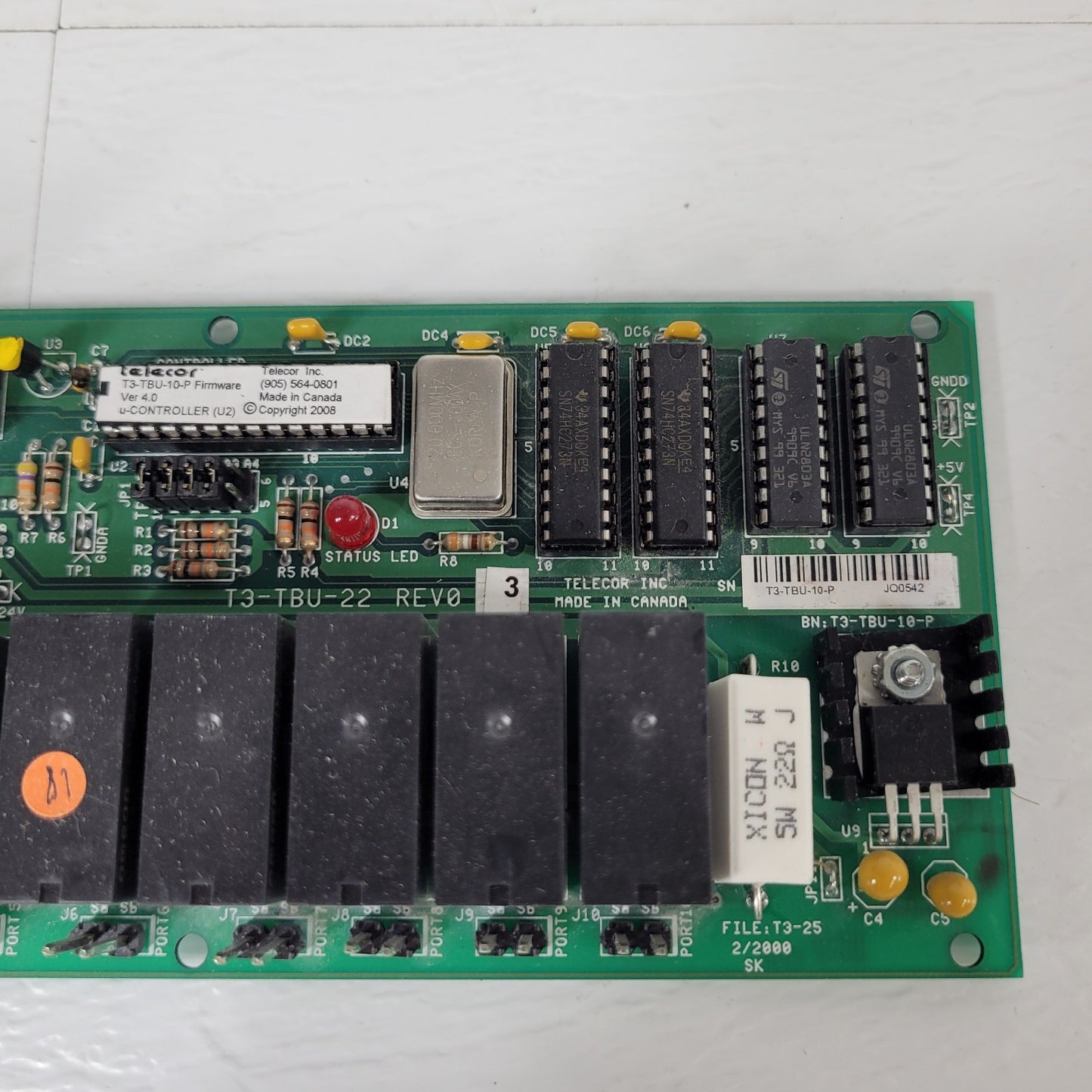 Telecor T3-TBU-22 Terminal Unit Relay Interface Alarm Control Circuit Board