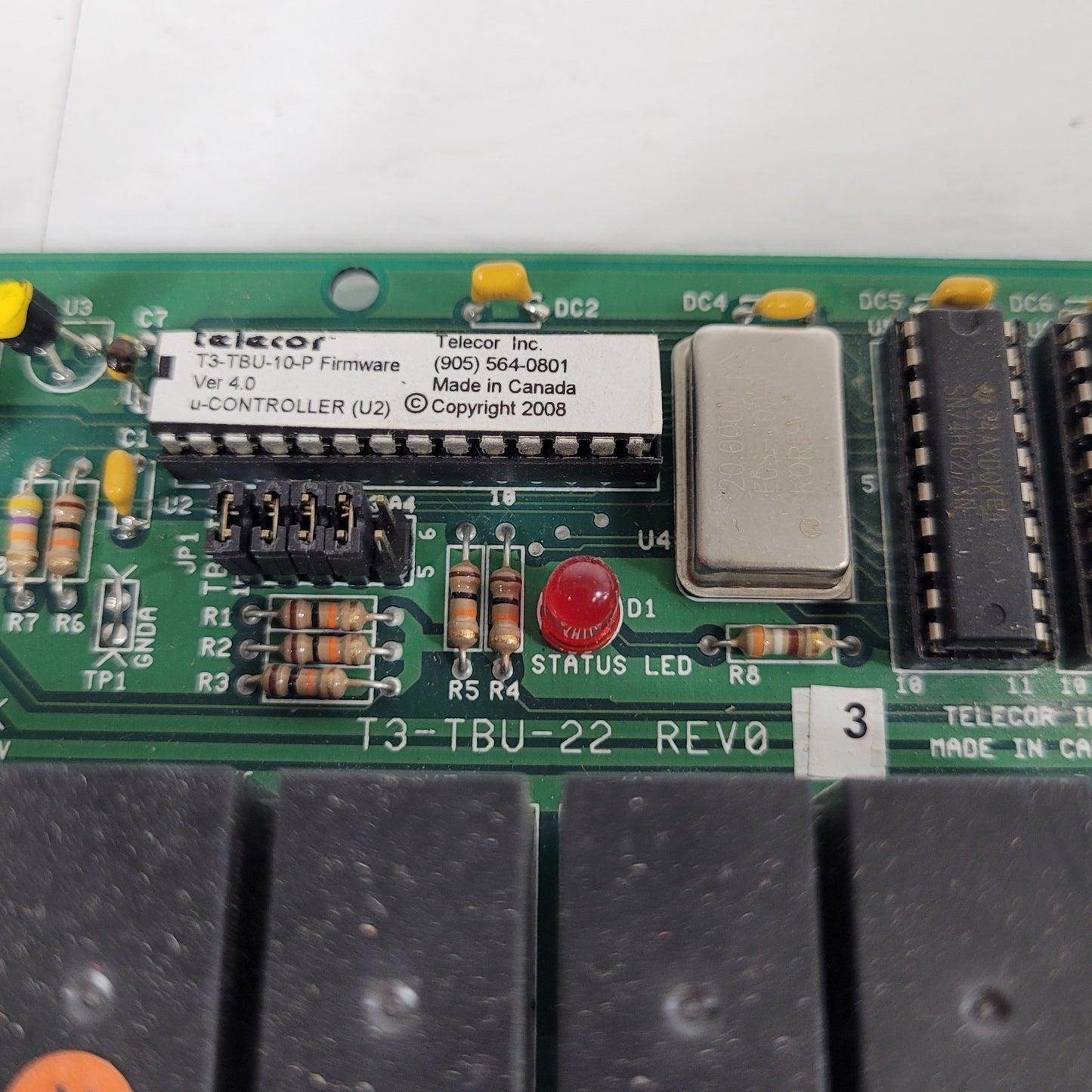 Telecor T3-TBU-22 Terminal Unit Relay Interface Alarm Control Circuit Board