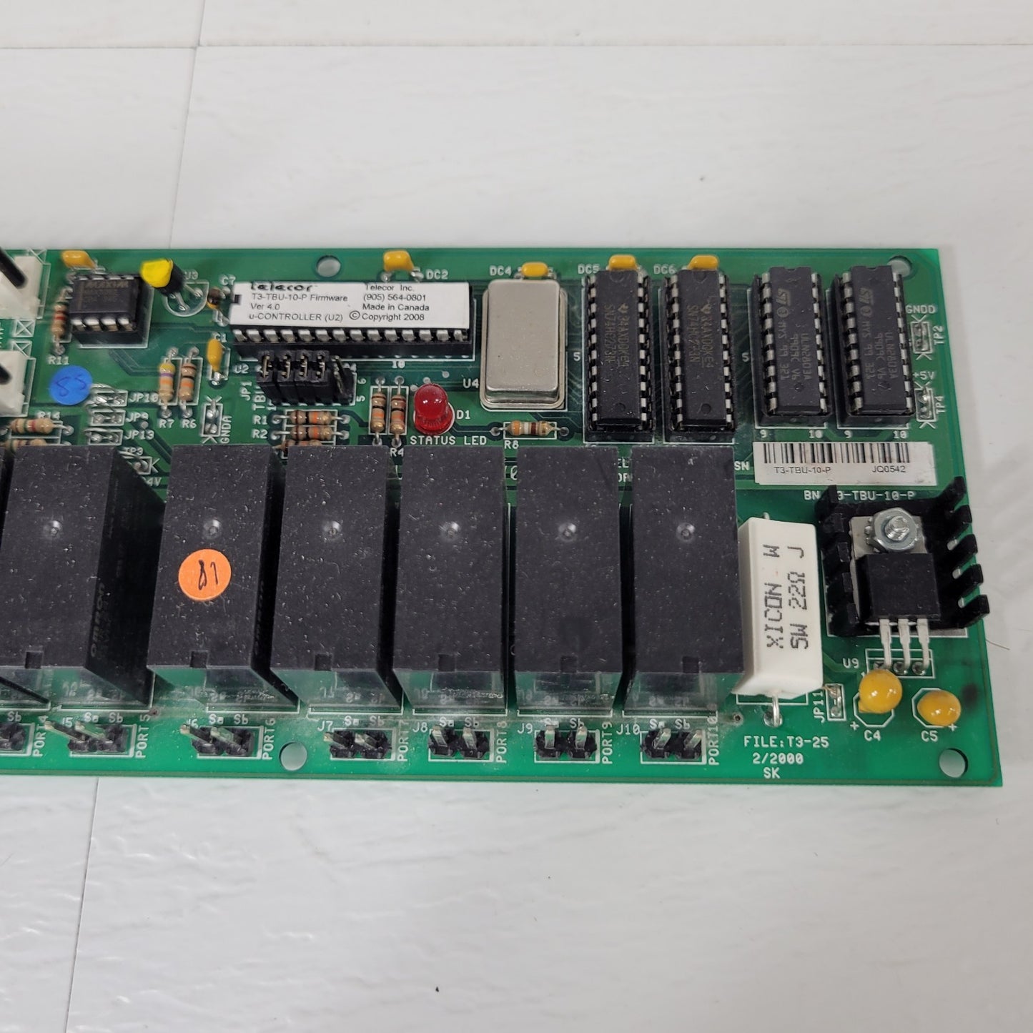 Telecor T3-TBU-22 Terminal Unit Relay Interface Alarm Control Circuit Board