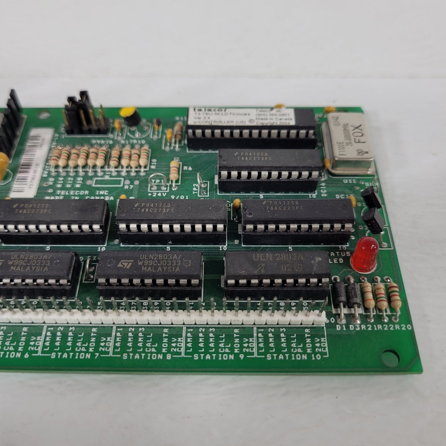 Telecor T3-TBU-54 Rev Terminal Unit Relay Interface Alarm Control Circuit Board